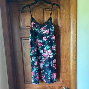 Xhilaration Navy Blue Dress with Pink and Blue Floral Pattern